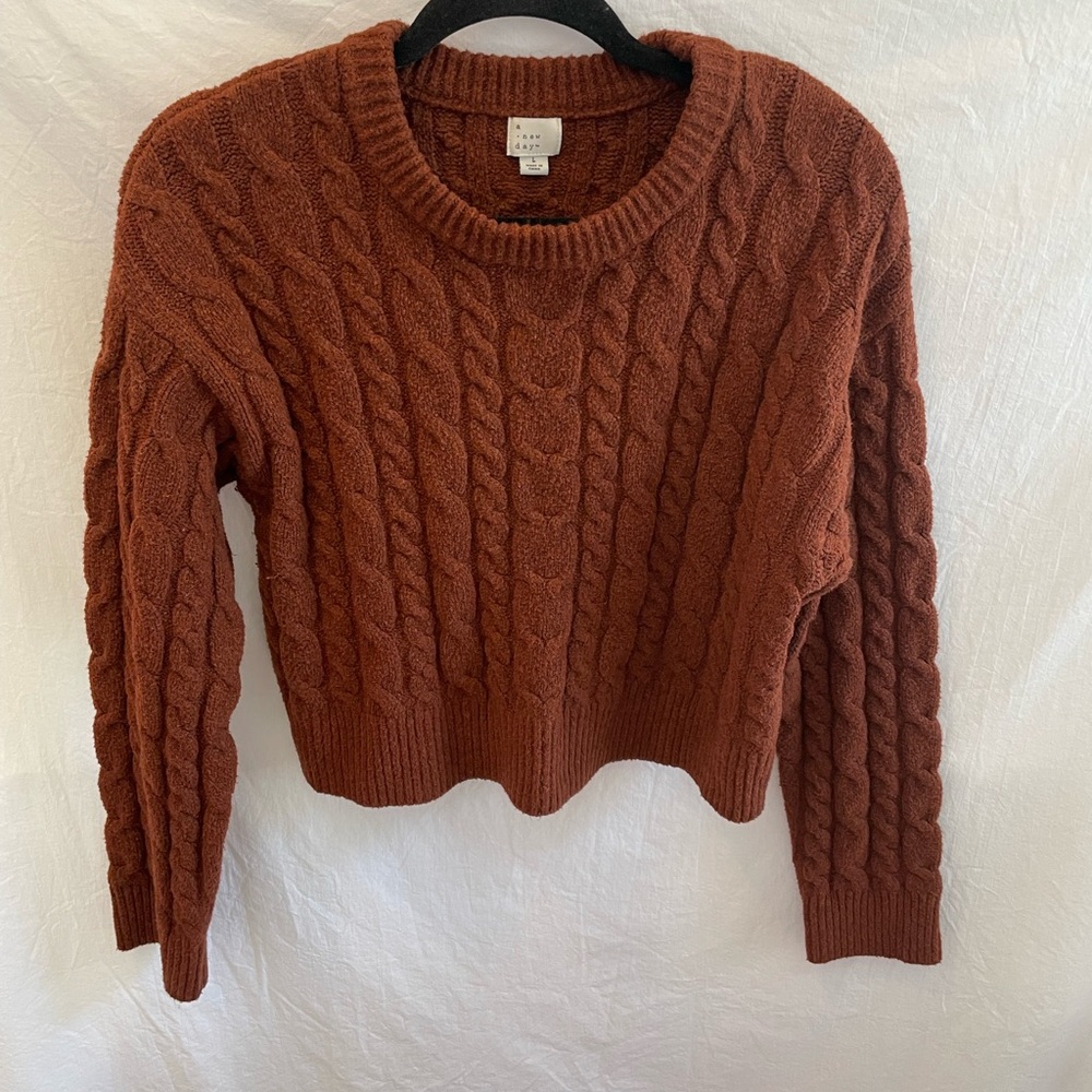 a new day Rust Cable Knit Sweater